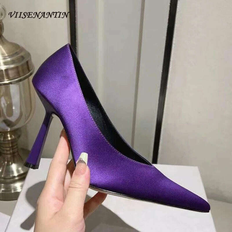 KIMLUD, Fashion Classic High Quality Women's High Heels Pointed Toe Shallow Mouth Slip on Pumps Wedding Party Dress Shoes 10cm Stilettos, KIMLUD Women's Clothes