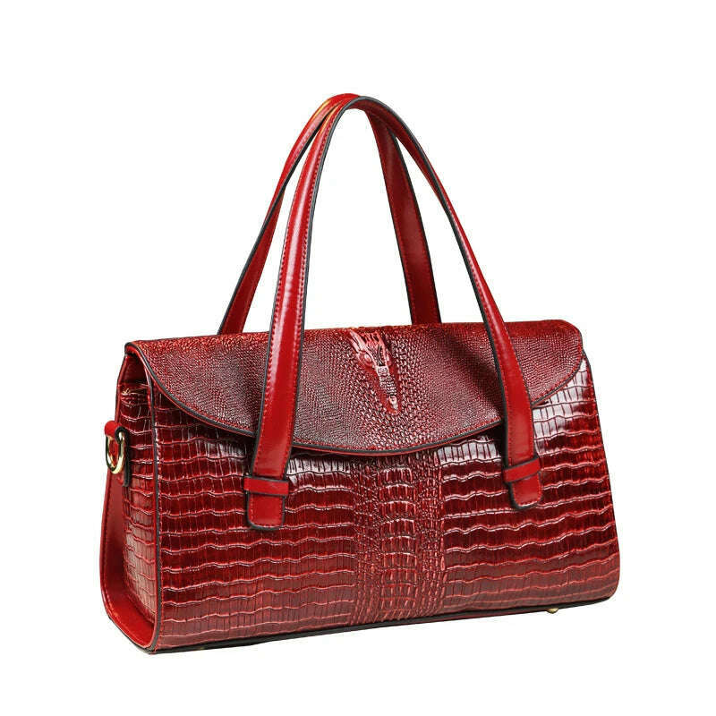 KIMLUD, Fashion Crocodile Pattern Women Handbags Luxury Brand Genuine Leather Lady Mom Tote Bag Shoulder Messenger Bags, KIMLUD Womens Clothes