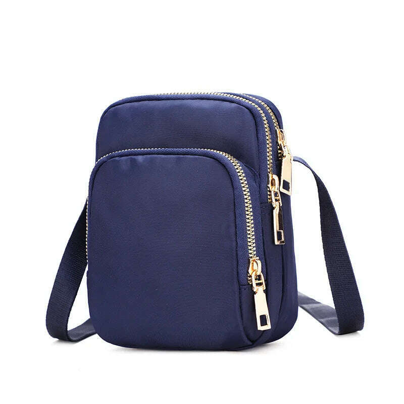 KIMLUD, Fashion Crossbody Bags for Women Luxury Zipper Mobile Phone Nylon Shoulder Bag Woman Female Multifunction Handbag Wrist Purse, Blue, KIMLUD Womens Clothes