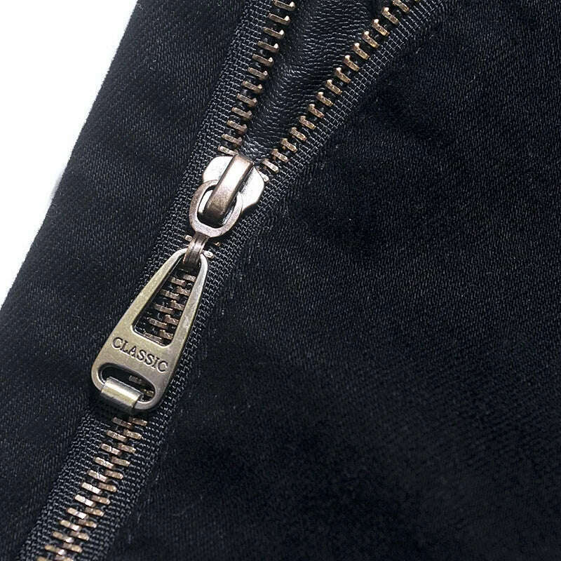 Fashion Designer Men's Black Zipper Motorcycle Leather Pants Korean Slim Skinny splice Leather Pants Fashion Men's Denim Pants - KIMLUD