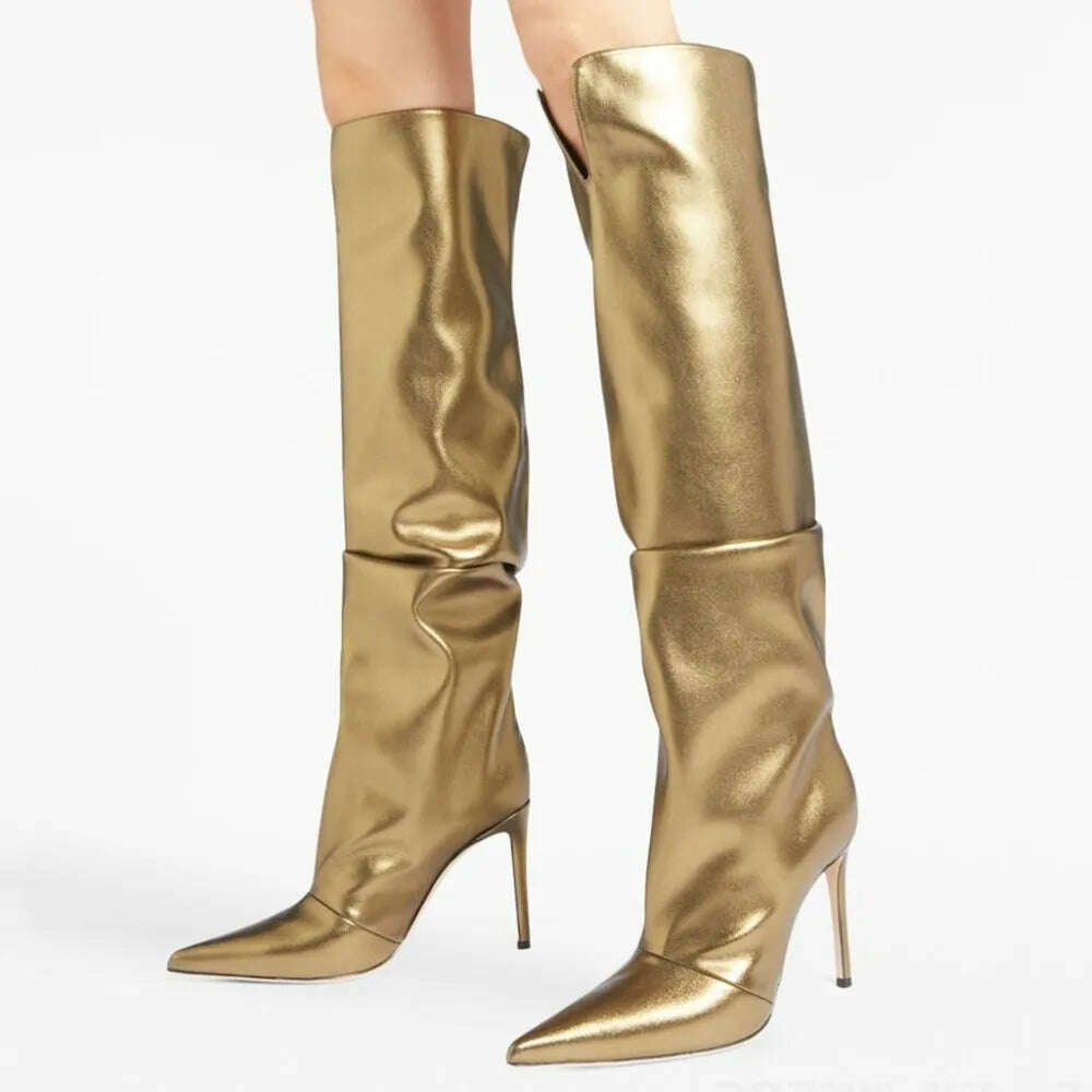 KIMLUD, Fashion Elegant Women Knee-High Boots Pointed Toe Thin High Heels Sexy Party Designer Brand Ladies High Boots Shoes Woman, KIMLUD Womens Clothes