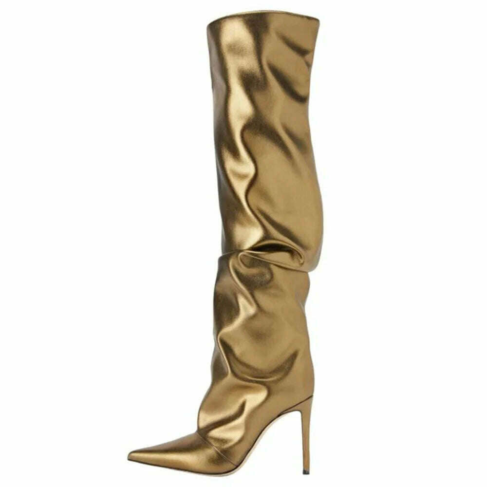 KIMLUD, Fashion Elegant Women Knee-High Boots Pointed Toe Thin High Heels Sexy Party Designer Brand Ladies High Boots Shoes Woman, KIMLUD Womens Clothes