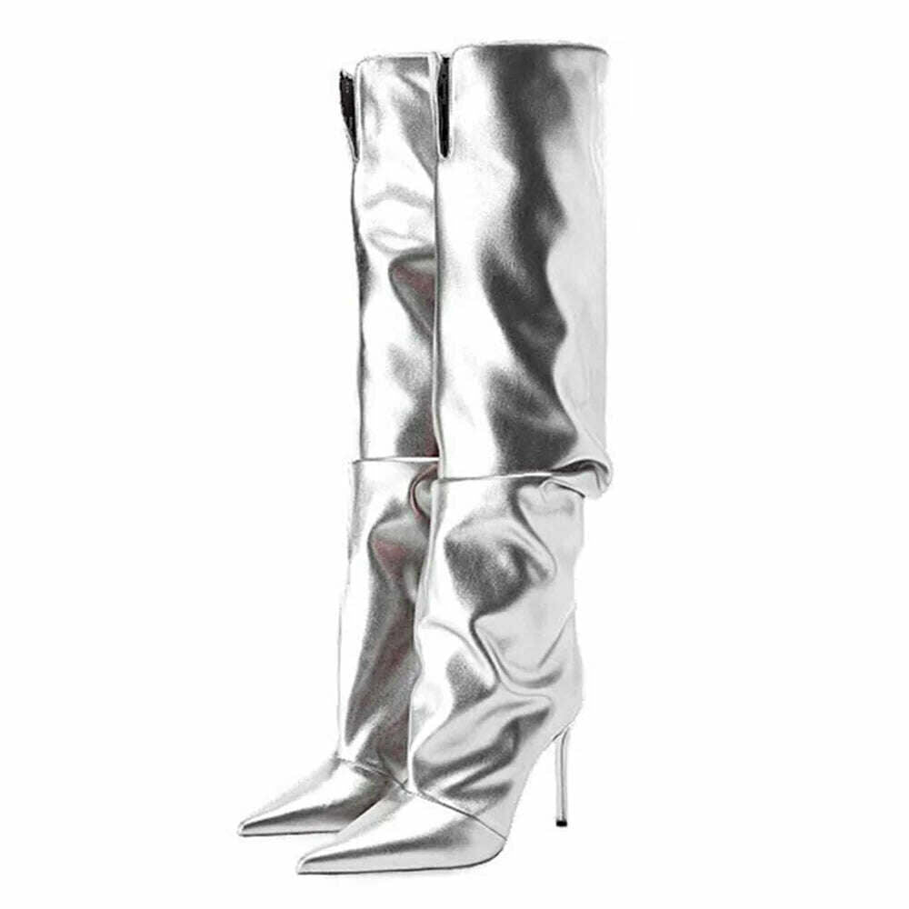 KIMLUD, Fashion Elegant Women Knee-High Boots Pointed Toe Thin High Heels Sexy Party Designer Brand Ladies High Boots Shoes Woman, KIMLUD Womens Clothes