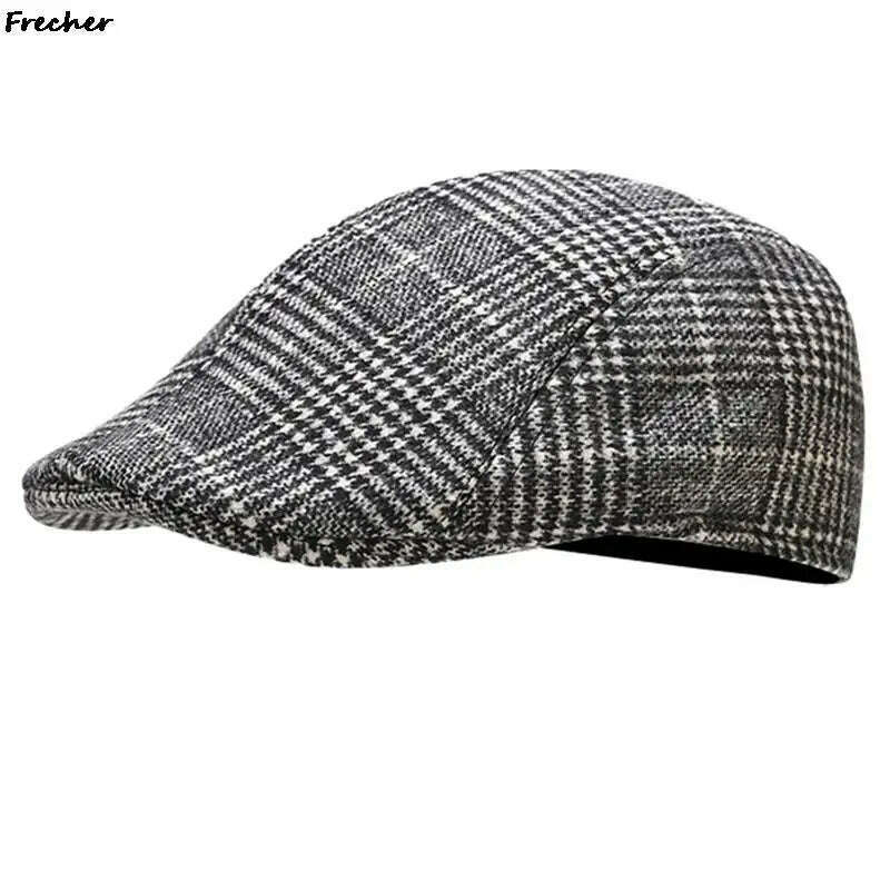KIMLUD, Fashion England Beret Hats British Style Men Detective Caps Office Newsboy Cap Retro Warm Wool Driving Hats Winter Spring Gorras, BK1, KIMLUD Womens Clothes