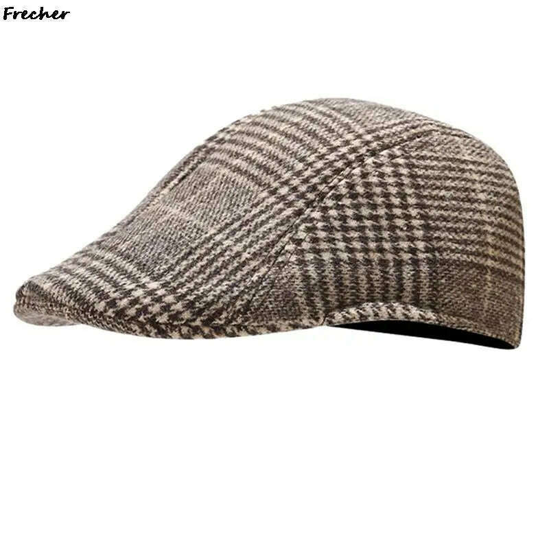 KIMLUD, Fashion England Beret Hats British Style Men Detective Caps Office Newsboy Cap Retro Warm Wool Driving Hats Winter Spring Gorras, KK1, KIMLUD Womens Clothes
