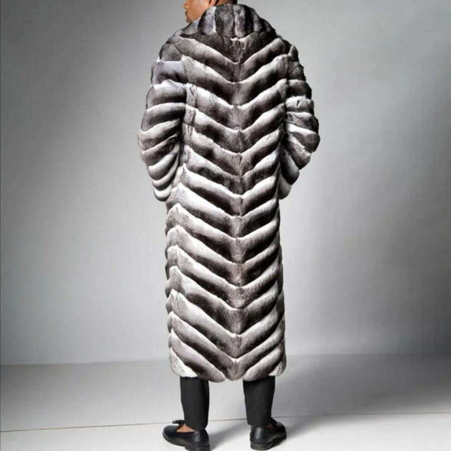 KIMLUD, Fashion Fur Jacket Men Coat Winter Warm Rex Rabbit Fur Outwear Chinchilla for men Colored Overcoa mens chinchilla coat, KIMLUD Womens Clothes