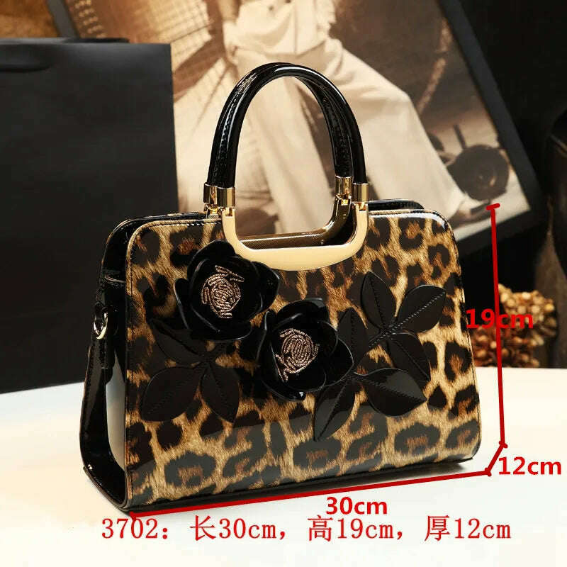 KIMLUD, Fashion Genuine Leather Leopard Women Handbag Cowhide Leather Ladies Portable Party Tote Evening Bag Shoulder Diagonal Bags, 3702, KIMLUD Womens Clothes