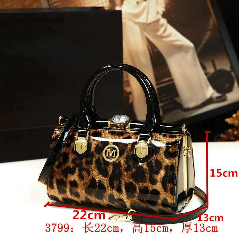 KIMLUD, Fashion Genuine Leather Leopard Women Handbag Cowhide Leather Ladies Portable Party Tote Evening Bag Shoulder Diagonal Bags, 3799, KIMLUD Womens Clothes