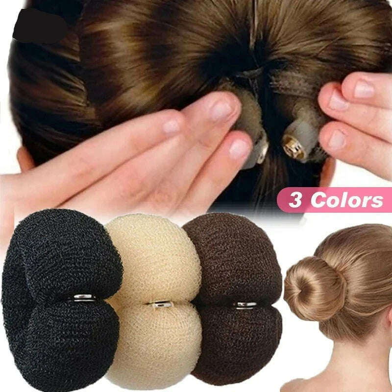 Fashion Hair Bun Maker Donut Magic Foam Sponge Easy Big Ring Hair Styling Tools Elastic Polyester Hair Band Accessories - KIMLUD