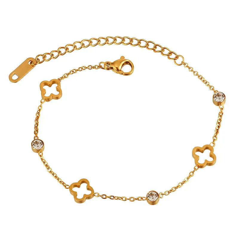 KIMLUD, Fashion Heart Charm Stainless Steel Bracelet For Women Vintage Gold Plating Punk Thick Chain Bracelets on Hand 2021 New Jewelry, KIMLUD Womens Clothes