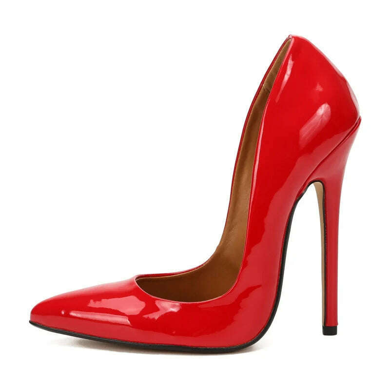 KIMLUD, Fashion High Heels Sexy Shoes Women Pumps Large Size 43 44 45 White Stiletto Heel Patent Leather Office Wedding Shoes Hey Si Mey, KIMLUD Womens Clothes