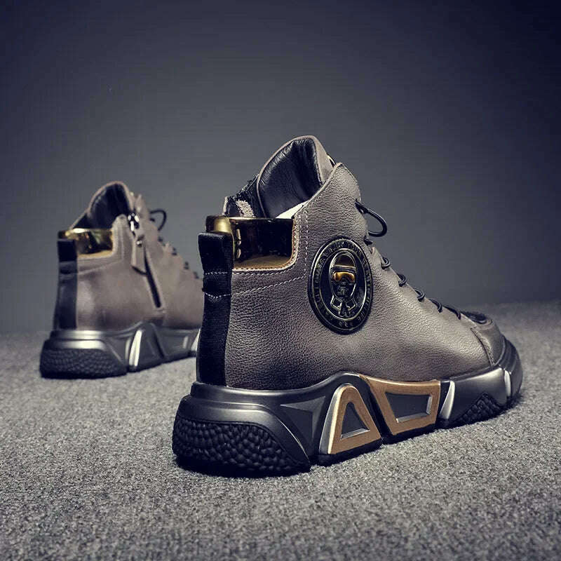KIMLUD, Fashion High Top Leather Casual Sneaker Men Black Platform Sneakers Luxury Designer Superstar Shoes Men Hip Hop Streetwear Shoes, KIMLUD Womens Clothes