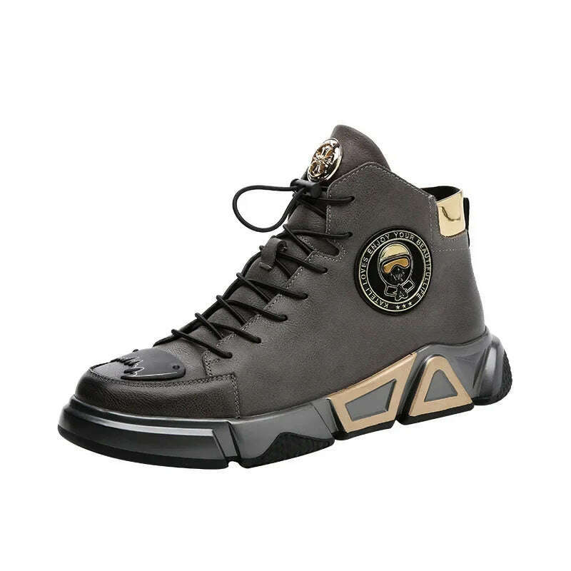 KIMLUD, Fashion High Top Leather Casual Sneaker Men Black Platform Sneakers Luxury Designer Superstar Shoes Men Hip Hop Streetwear Shoes, KIMLUD Womens Clothes