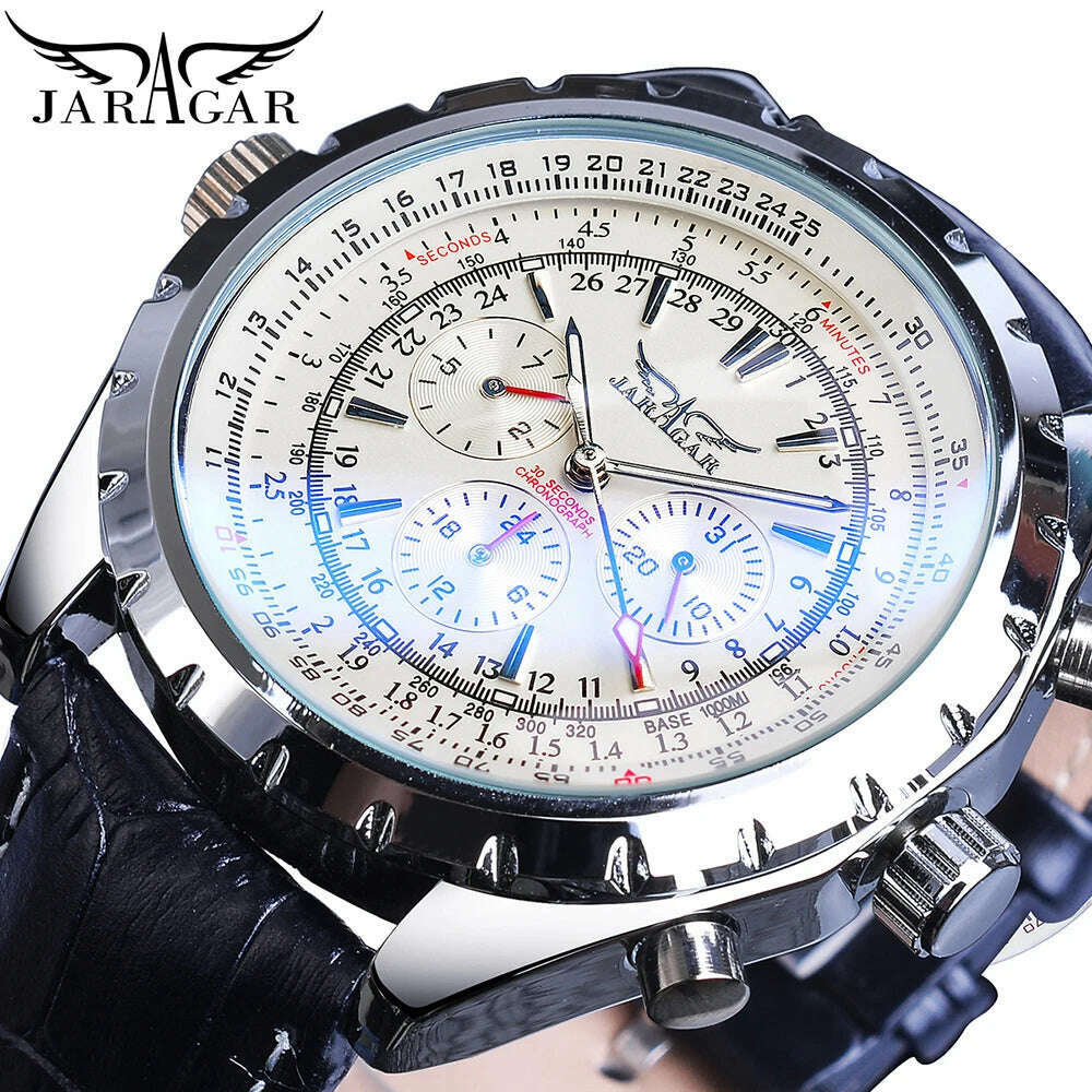 KIMLUD, Fashion Jaragar Top Brand Leather Automatic Mechanical Calendar Business Watches Pilot Design Men's Wrist Watch Male, KIMLUD Womens Clothes
