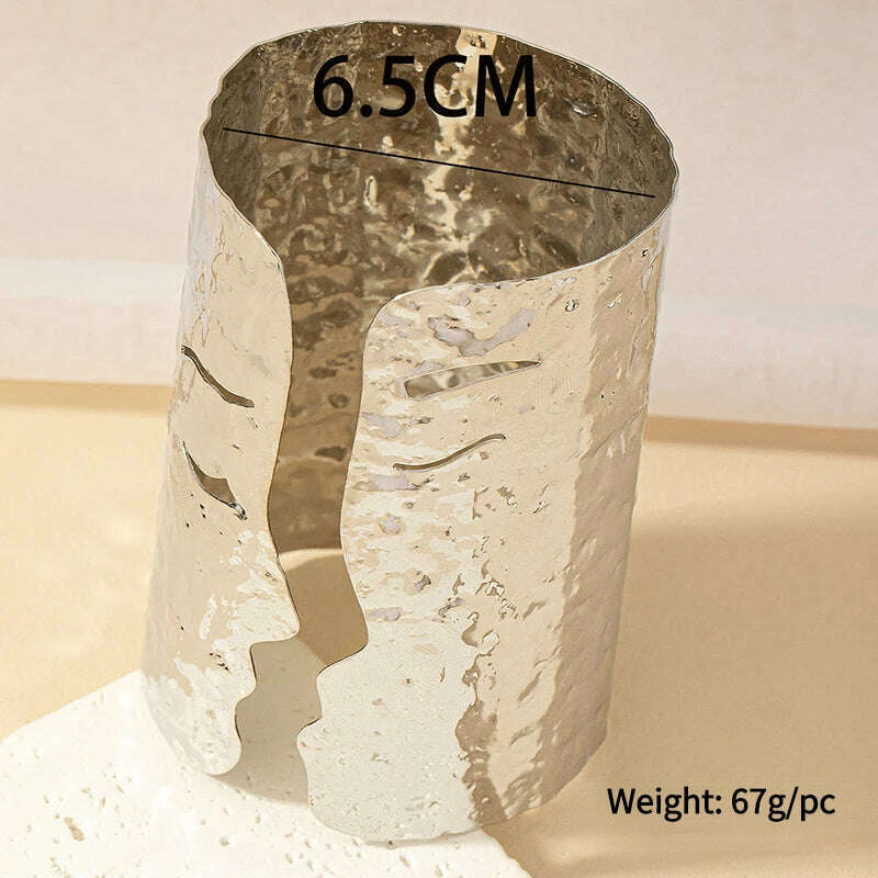 KIMLUD, Fashion Jewelry Vintage Temperament European and American Design Metal Open Bracelets For Women Cuff 2023 Trend New Hot Selling, Silver Color, KIMLUD APPAREL - Womens Clothes