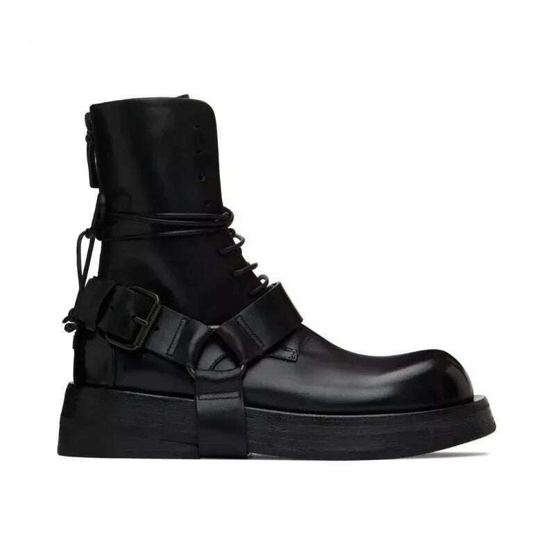 Fashion Leather Men Lace Up Boots Ankle Men Boots Design New Style Low Heel Men Boots - KIMLUD