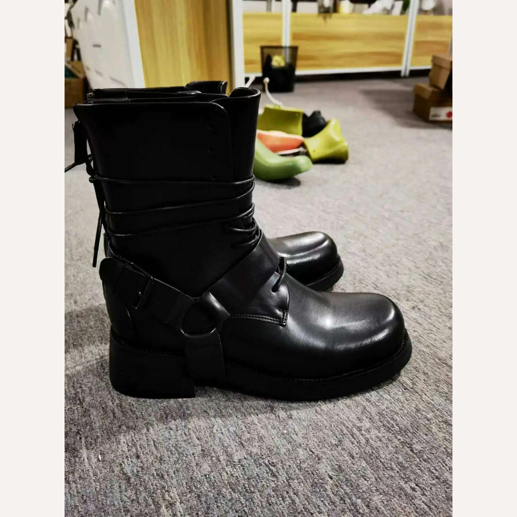 Fashion Leather Men Lace Up Boots Ankle Men Boots Design New Style Low Heel Men Boots - KIMLUD