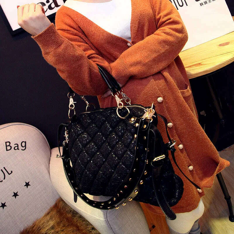 KIMLUD, Fashion Leather Women&#39;s Bag female handbags Lace Big Tote 2023 New Trendy Ladies Korean Style Crossbody Shoulder Tote Bags, Black, KIMLUD Womens Clothes