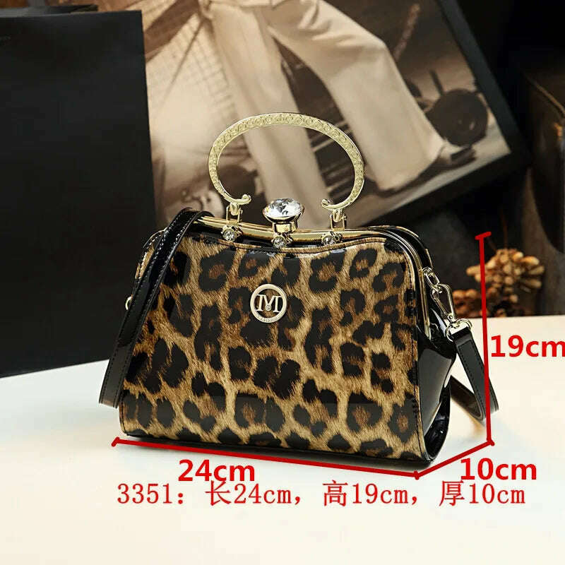 KIMLUD, Fashion Leopard Genuine Leather Women Handbag Cowhide Ladies Portable Party Tote Bag Evening Bag Female Shoulder Diagonal Bags, 3351, KIMLUD Womens Clothes