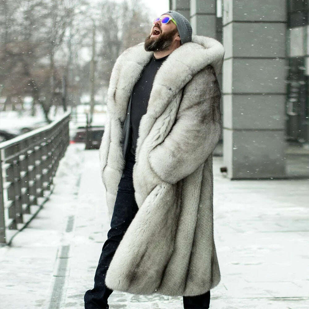 KIMLUD, Fashion Long Real Fox Fur Coat with Big Hood Thick Warm Fur Overcoat for Men Outwear 2022 Winter New Genuine Fox Fur Coats Man, as picture / S bust 88cm, KIMLUD APPAREL - Womens Clothes