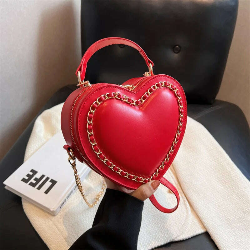 KIMLUD, Fashion Love Heart Shape Shoulder Bags For Women Luxury Designer Leather Handbags Brand Female Chain Crossbody Purse Bag, KIMLUD Womens Clothes