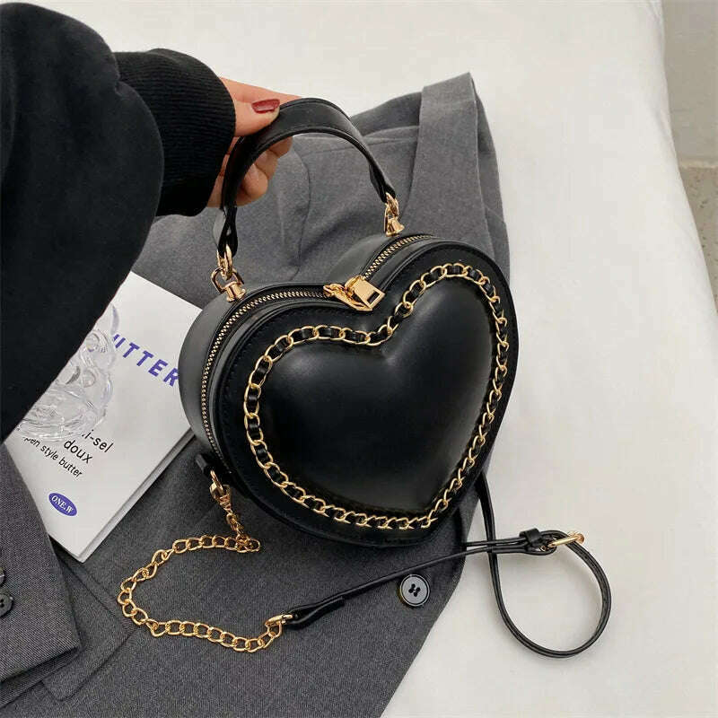 KIMLUD, Fashion Love Heart Shape Shoulder Bags For Women Luxury Designer Leather Handbags Brand Female Chain Crossbody Purse Bag, KIMLUD Womens Clothes