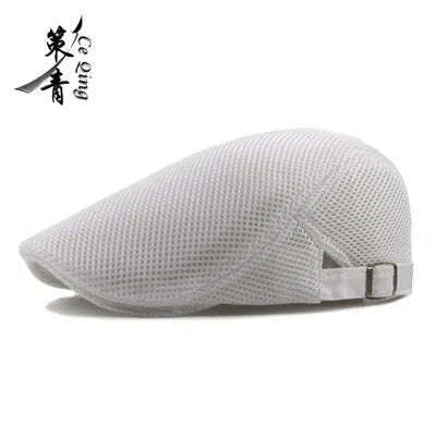 KIMLUD, Fashion  Men Women Flat Cap Mesh Summer Golf Driving Sun Beret Cabbie hat Breathable French Style 7 colors, KIMLUD Womens Clothes