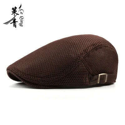 KIMLUD, Fashion  Men Women Flat Cap Mesh Summer Golf Driving Sun Beret Cabbie hat Breathable French Style 7 colors, coffee / One Size, KIMLUD APPAREL - Womens Clothes