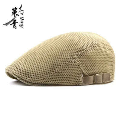 KIMLUD, Fashion  Men Women Flat Cap Mesh Summer Golf Driving Sun Beret Cabbie hat Breathable French Style 7 colors, Beige / One Size, KIMLUD Womens Clothes