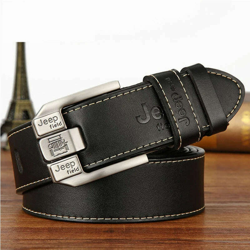 KIMLUD, Fashion Mens Casual Genuine Leather Belt High Quality Cowhide Retro Pin Buckle Belt for Jeans Men Design Brown Belts 3.8cm Width, KIMLUD Womens Clothes
