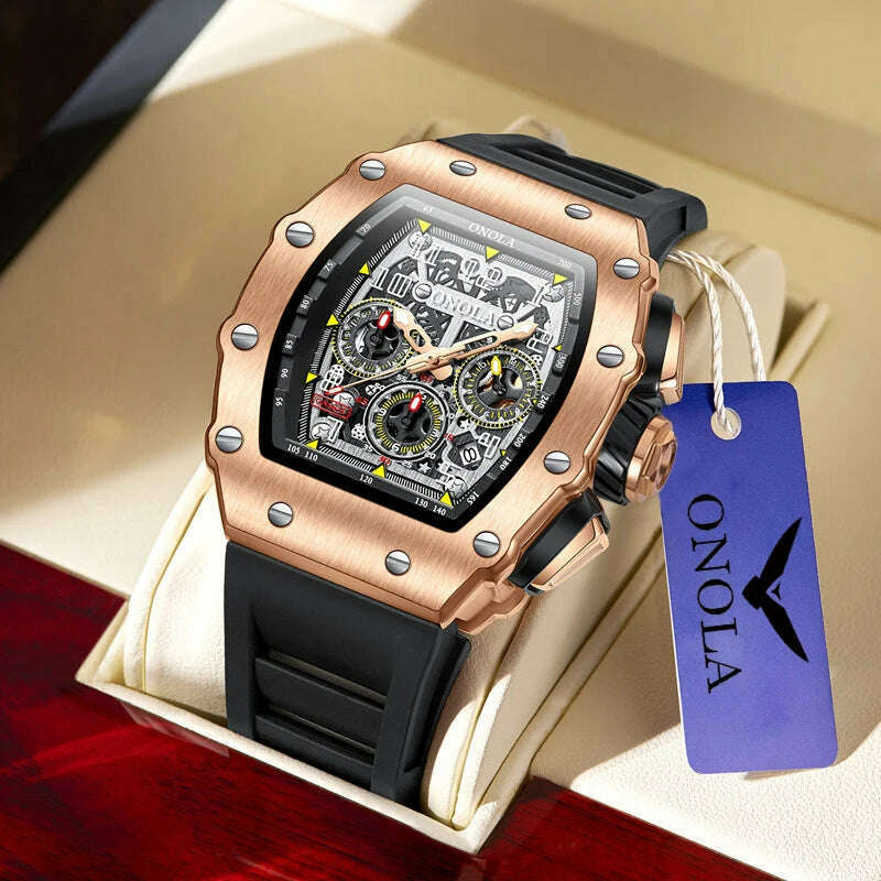 KIMLUD, Fashion Men's Watch ONOLA Unique Design Multi-functional Automatic Mechanical Watches Men's Tape Waterproof Wristwatch, KIMLUD Womens Clothes