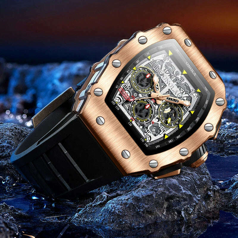 KIMLUD, Fashion Men's Watch ONOLA Unique Design Multi-functional Automatic Mechanical Watches Men's Tape Waterproof Wristwatch, KIMLUD Womens Clothes