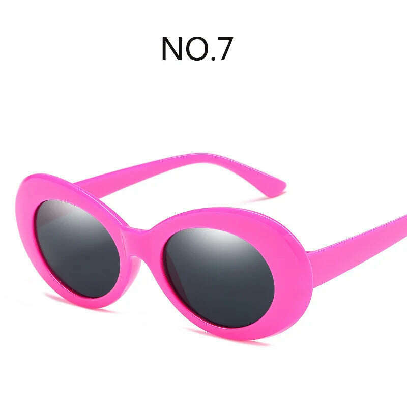 KIMLUD, Fashion Oval Round Sunglasses for Women Vintage Retro Black White Sun Glasses Unisex Colorful Shades Goggles Female Eyewear, 7 / Other, KIMLUD Women's Clothes