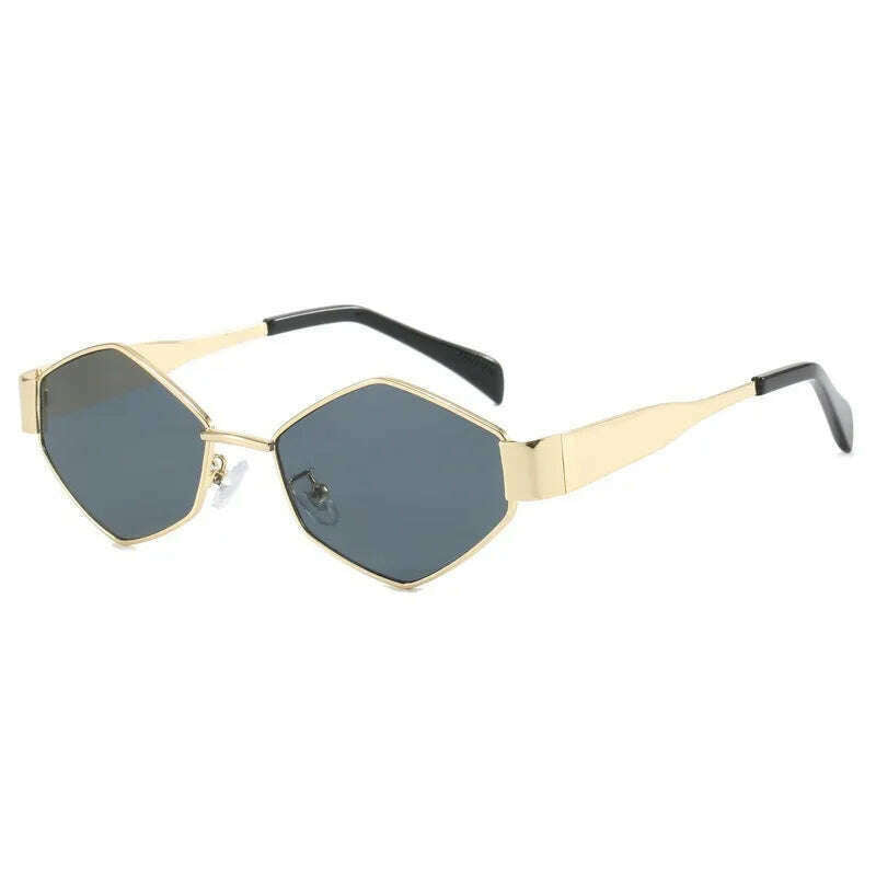 KIMLUD, Fashion Polygonal Women Sunglasses 2024 Vintage Brand Rhombus Ladies Sun glasses Shades Unique Metal Frame Punk Eyewear Men, KIMLUD Womens Clothes