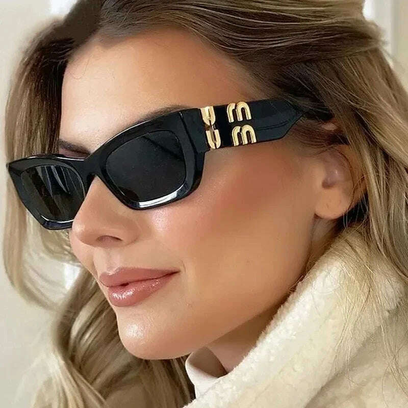 KIMLUD, Fashion Rectangle Sunglasses 2024 Women Men Trendy Cat Eye Sun Glasses Female Luxury Brand Designer Shades Eyewear gafas de sol, KIMLUD Women's Clothes