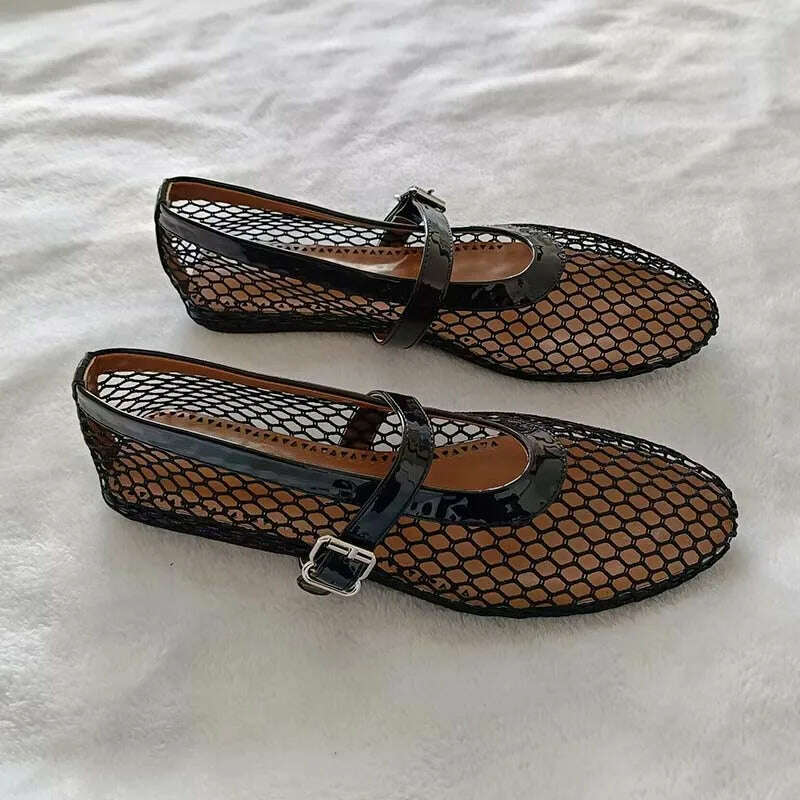 KIMLUD, Fashion rivet crystal women laofers slip on casual ballet flats, KIMLUD Womens ClothesKIMLUD, Fashion rivet crystal women laofers slip on casual ballet flats, black mesh / 37, KIMLUD APPAREL - Womens Clothes