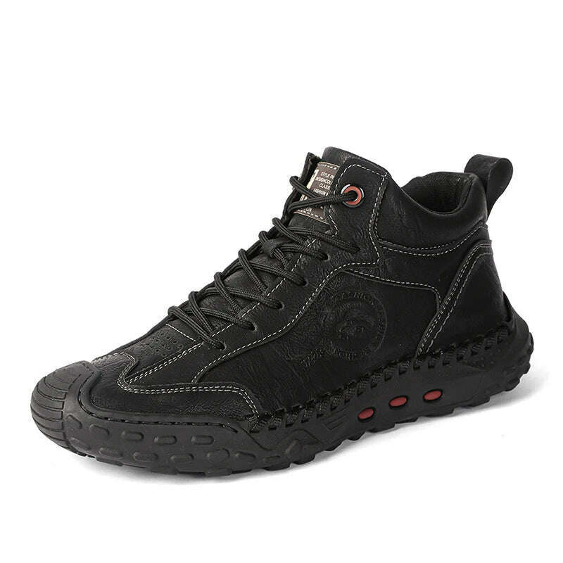 Fashion Sneakers Men Shoes Thick Soled Handmade Shoes Genuine Leather Casual Shoes Men Leather Shoes - KIMLUD