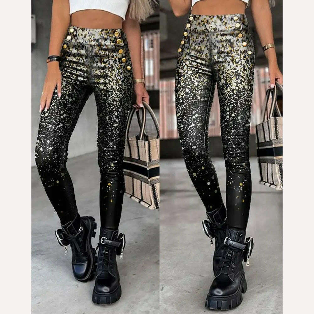 KIMLUD, Fashion Studded Decor Pocket Sexy Women PU Leather Pencil Pants, style a1 / S, KIMLUD Womens Clothes