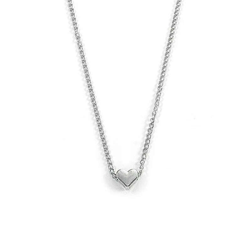 Fashion Tiny Heart Choker Necklace for Women Short Chain Shape Pendant Collares Necklace Ethnic Bohemian Jewelry Kolye Gift - KIMLUD