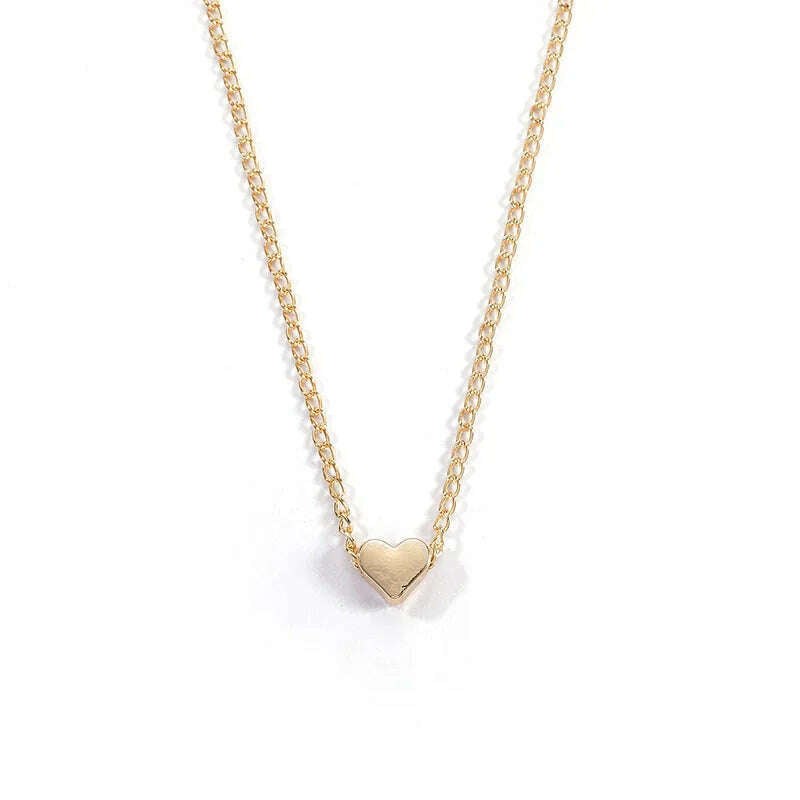 Fashion Tiny Heart Choker Necklace for Women Short Chain Shape Pendant Collares Necklace Ethnic Bohemian Jewelry Kolye Gift - KIMLUD