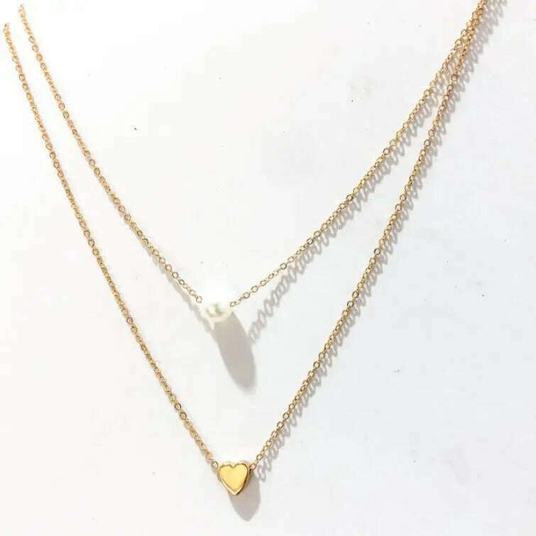 Fashion Tiny Heart Choker Necklace for Women Short Chain Shape Pendant Collares Necklace Ethnic Bohemian Jewelry Kolye Gift - KIMLUD