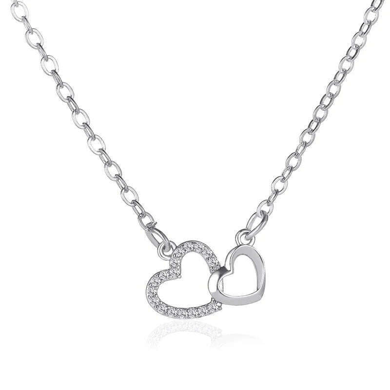 Fashion Tiny Heart Choker Necklace for Women Short Chain Shape Pendant Collares Necklace Ethnic Bohemian Jewelry Kolye Gift - KIMLUD