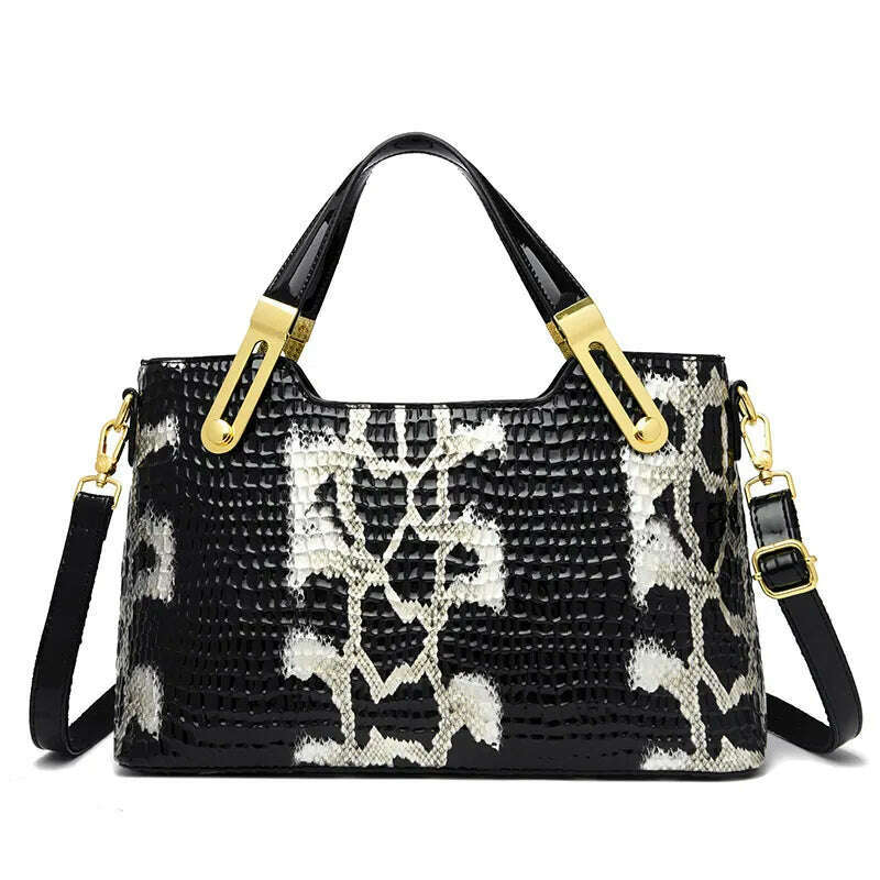 KIMLUD, Fashion Trend Noble Women Handbag Python Pattern Luxury Ladies Party Handbag and Purse Elegant Wedding Party Casual Tote 2023, Black, KIMLUD Womens Clothes