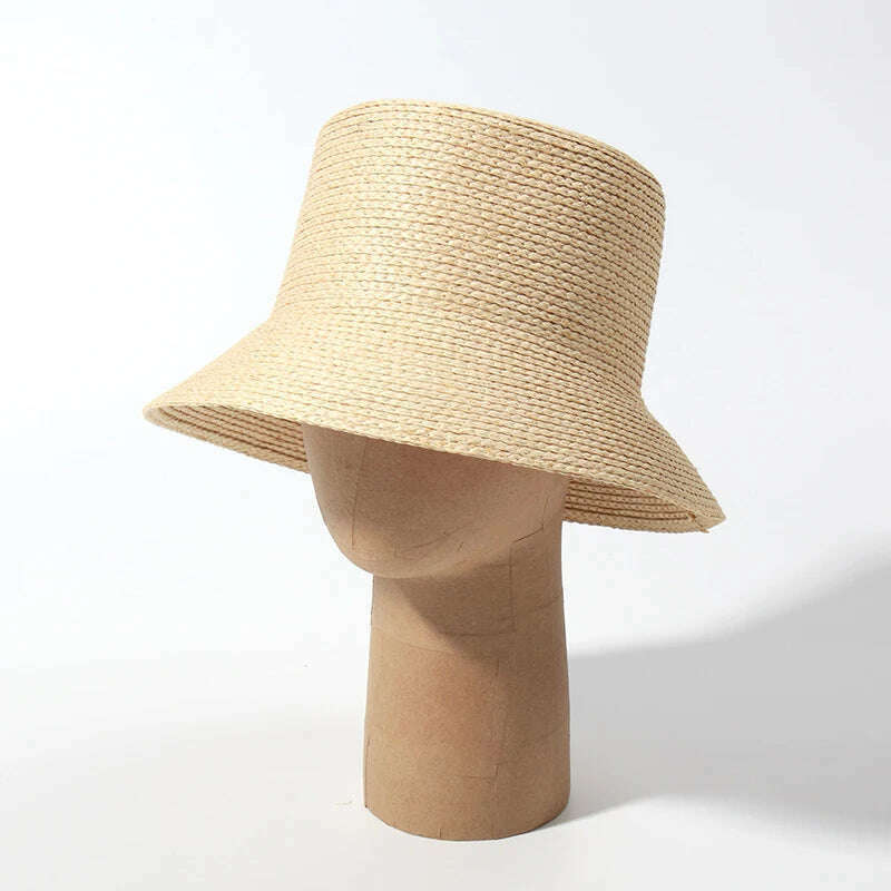 KIMLUD, Fashion UV Protection Bucket For Women Sun Straw Hats Summer Foldable Beach Hats Ladies Vacation Hat Wholesale, KIMLUD Women's Clothes