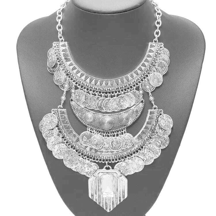Fashion Vintage Large Collar Choker Necklace Women Long Maxi Chunky Big Bib Indian Statement Necklace Jewelry Accessories Woman - KIMLUD