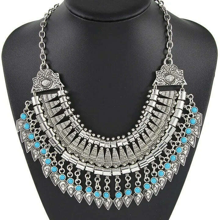 Fashion Vintage Large Collar Choker Necklace Women Long Maxi Chunky Big Bib Indian Statement Necklace Jewelry Accessories Woman - KIMLUD