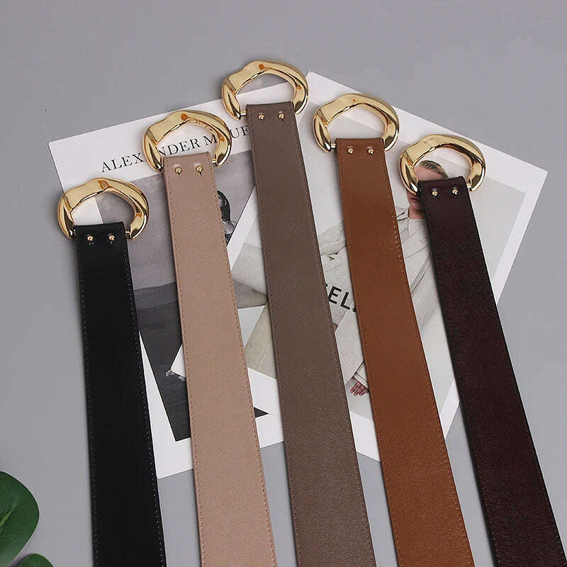 Fashion Wide Cowskin Cummerbund Women's Cummerbunds Knot Real Leather Waistbands For Dress Decorate Waist Belt Coat Accessorie - KIMLUD