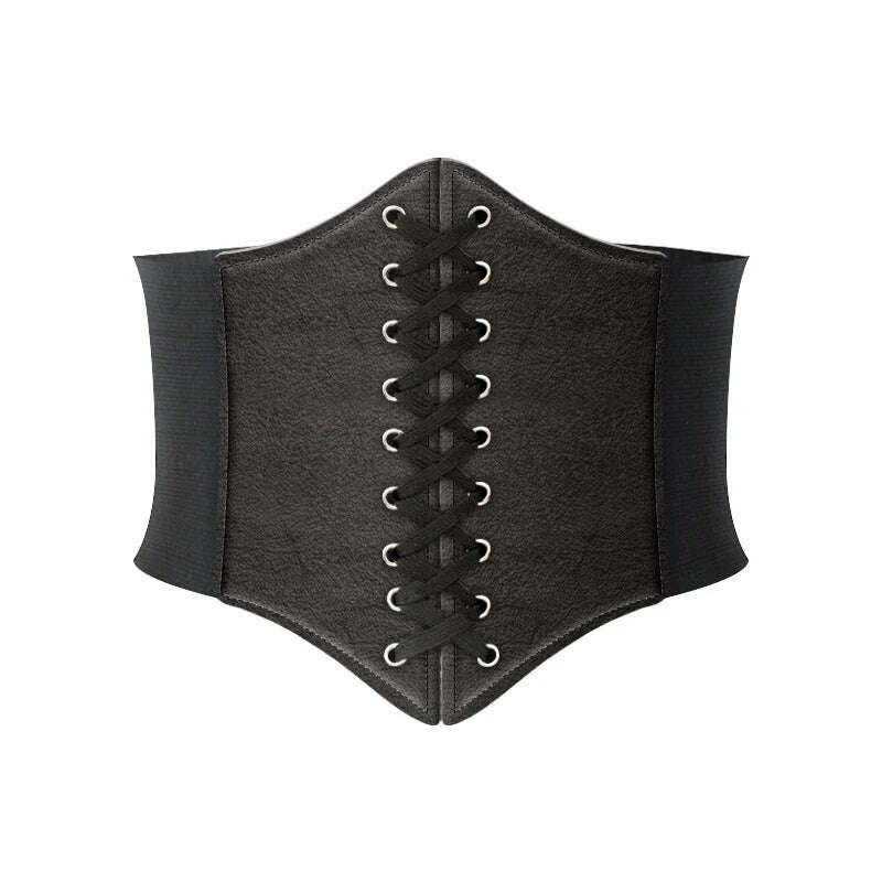 KIMLUD, Fashion Women Corset Wide Belt Pu Leather Slimming Body Waistband Ladies Elastic High Waist Belt Gothic Dress Girdle, KIMLUD Womens Clothes