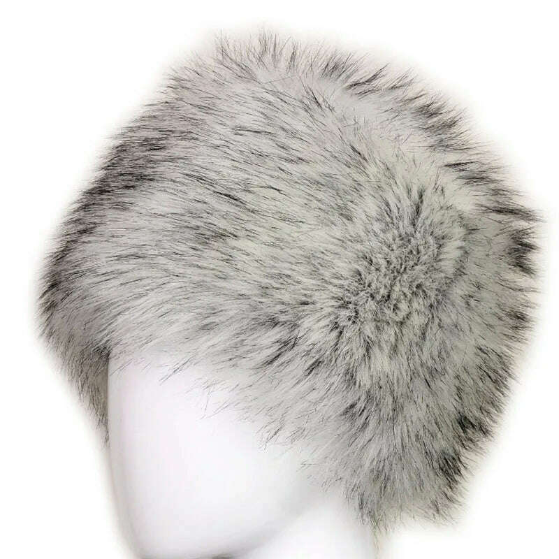 KIMLUD, Fashion Women Lady Faux Fox Fur Cossack Style Russian Winter Hats Warm Cap, White, KIMLUD Womens Clothes