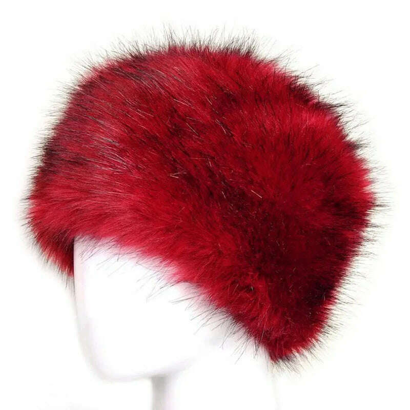 Fashion Women Lady Faux Fox Fur Cossack Style Russian Winter Hats Warm Cap, KIMLUD Women's Clothes
